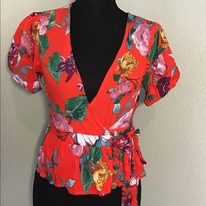 NEW One ❤️ Clothing Red Floral Top. Size XS